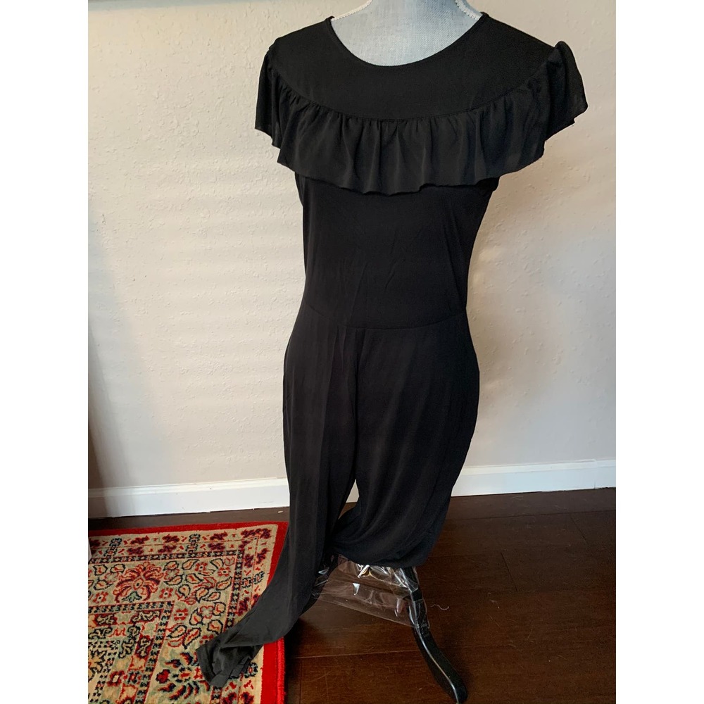 Mo:Vint Black Sheer Collarbone Jumpsuit - Picture 7 of 14